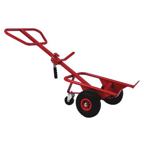 Transportador ergonómico em aço para bidões – 350 kg – Roda pneumática Transportador ergonómico em aço para bidões – 350 kg – Roda pneumática