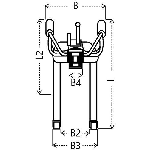 B: largura total B2: garfos afastamento int. B3: garfos afastamento máx. L: comprimento total B: largura total B2: garfos afastamento int. B3: garfos afastamento máx. L: comprimento total
