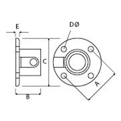 Dimensão D E A B C Ø 27 mm 7 4 63 48 81 Ø 42 mm 9 6 75 51 98 Ø 48 mm 11 6 85 54 112 Dimensão D E A B C Ø 27 mm 7 4 63 48 81 Ø 42 mm 9 6 75 51 98 Ø 48 mm 11 6 85 54 112