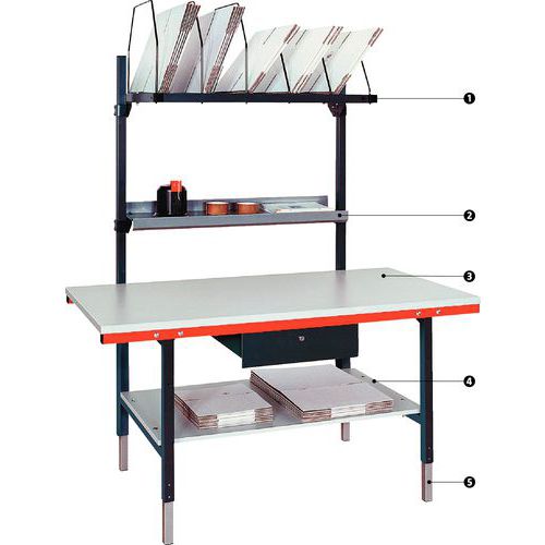 1 - prateleira com divisórias 2 - prateleira para acessórios 3 - plataforma reforçada 4 - plataforma adicional 5 - pés reguláveis em altura 1 - prateleira com divisórias 2 - prateleira para acessórios 3 - plataforma reforçada 4 - plataforma adicional 5 - pés reguláveis em altura