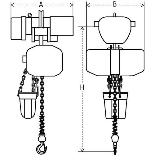 B = Largura totalH = Altura de construção mín. B = Largura totalH = Altura de construção mín.