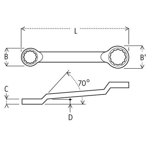 B / B': cabeça ØC / C': cabeça alturaD x D': inclinaçãoL: comprimento B / B': cabeça ØC / C': cabeça alturaD x D': inclinaçãoL: comprimento