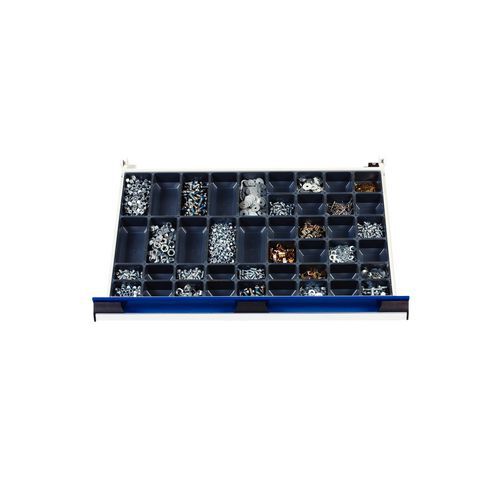 44 compartimentos: 18 C x L: 50 x 75 mm16 C x L: 75 x 75 mm 10 C x L: 75 x 150 mm 44 compartimentos: 18 C x L: 50 x 75 mm16 C x L: 75 x 75 mm 10 C x L: 75 x 150 mm