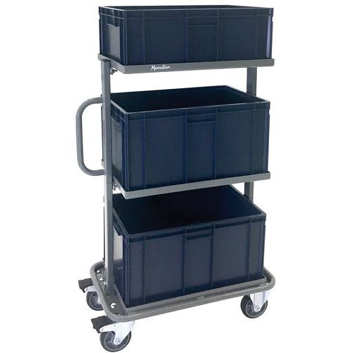 Carro de aço com caixas – capacidade de 200 kg – Manutan Carro de aço com caixas – capacidade de 200 kg – Manutan