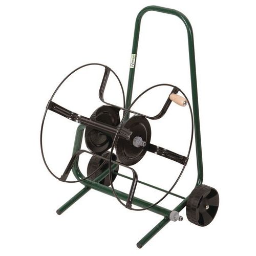 Desenrolador de mangueira para rega, com rodas e em metal - A equipar