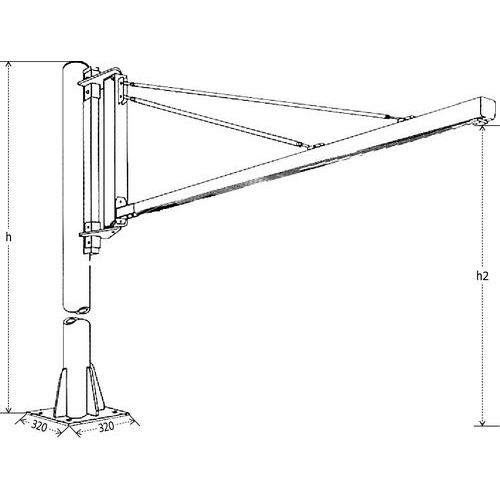 h2 = altura sob braço h = altura total h2 = altura sob braço h = altura total