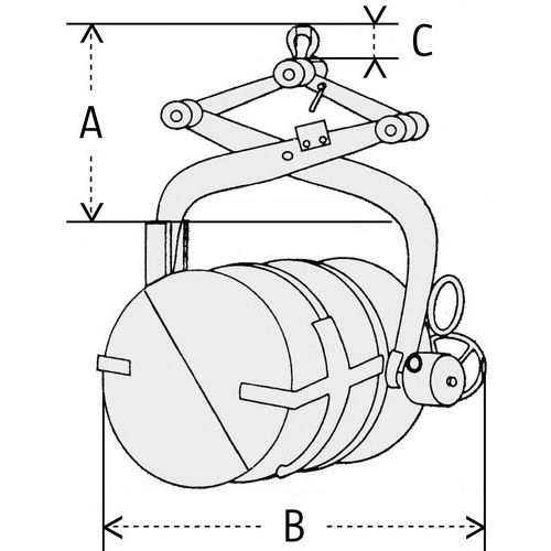 B = largura totalC = altura útil do anel de fixação B = largura totalC = altura útil do anel de fixação