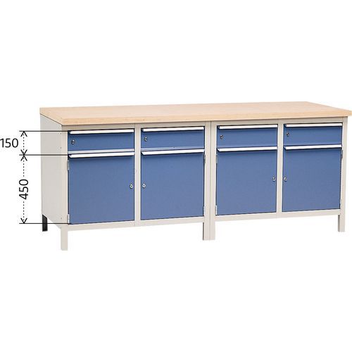 Bancada completa Modul 200 com armários e gavetas Bancada completa Modul 200 com armários e gavetas