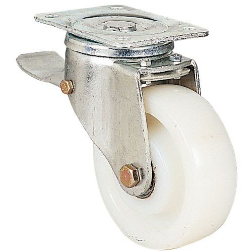 Rodízio giratório com placa e travão - Capacidade de 300 a 900 kg Rodízio giratório com placa e travão - Capacidade de 300 a 900 kg