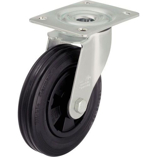 Rodízio giratório com placa - Capacidade de 50 a 295 kg - Preto Rodízio giratório com placa - Capacidade de 50 a 295 kg - Preto