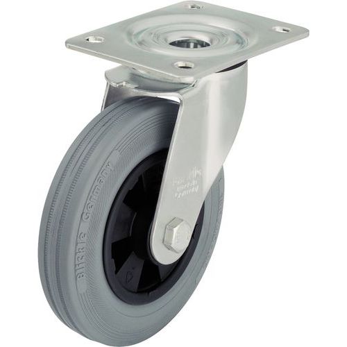Rodízio giratório com placa - Capacidade de 50 a 205 kg - Cinzento Rodízio giratório com placa - Capacidade de 50 a 205 kg - Cinzento