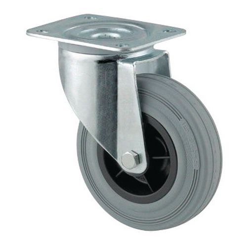 Rodízio giratório com placa - Capacidade de 70 a 205 kg - Cinzento Rodízio giratório com placa - Capacidade de 70 a 205 kg - Cinzento