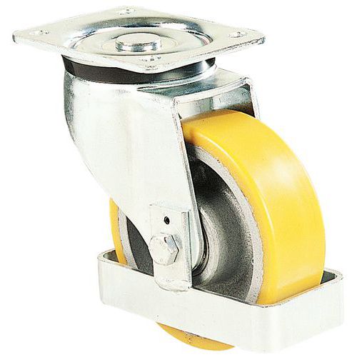 Rodízio com placa - Capacidade de carga de 550 a 700 kg - Com proteção de pés Rodízio com placa - Capacidade de carga de 550 a 700 kg - Com proteção de pés