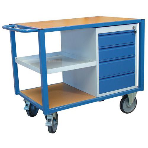 Carro com 3 plataformas e 1 bloco de gavetas – capacidade de 500 kg – FIMM Carro com 3 plataformas e 1 bloco de gavetas – capacidade de 500 kg – FIMM