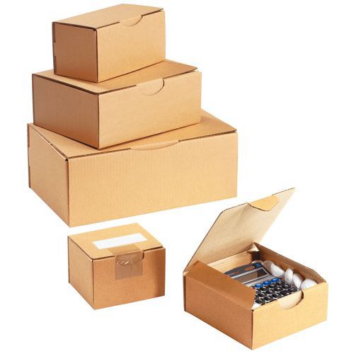 Caixa de expedição cartão kraft multiusos - Com lingueta - Castanho Caixa de expedição cartão kraft multiusos - Com lingueta - Castanho