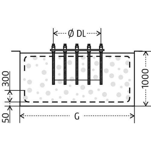 Ø DL - base ØG - placa de fixação comprimento Ø DL - base ØG - placa de fixação comprimento
