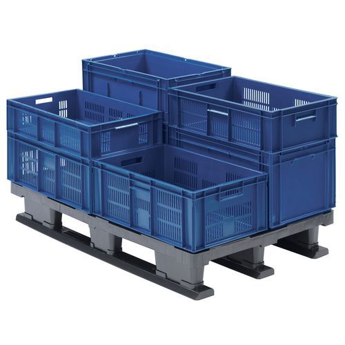 Ideal para o empilhamento sobre paletes em conformidade com as normas europeias Ideal para o empilhamento sobre paletes em conformidade com as normas europeias