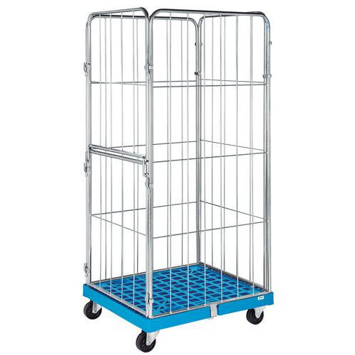 Contentor móvel com 4 lados – base de plástico e semiabertura rebatível – capacidade de 400 kg Contentor móvel com 4 lados – base de plástico e semiabertura rebatível – capacidade de 400 kg