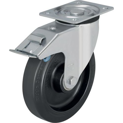Roda giratória com base e travão - Capacidade de 200 a 400 kg Roda giratória com base e travão - Capacidade de 200 a 400 kg