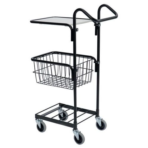 Carro pequeno preto com tampo e cesto – capacidade: 50 kg Carro pequeno preto com tampo e cesto – capacidade: 50 kg