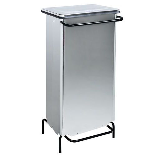 Caixote de lixo estático com pedal em inox brilhante de 110 L Caixote de lixo estático com pedal em inox brilhante de 110 L