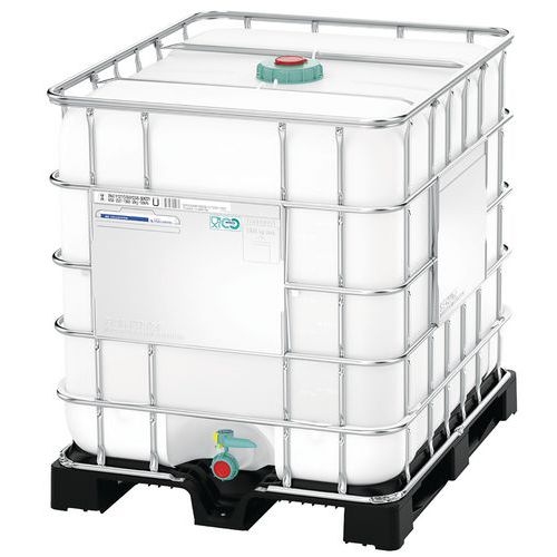 Cuba de 1000 L de transporte antiestática – Cuba + palete metálica Cuba de 1000 L de transporte antiestática – Cuba + palete metálica
