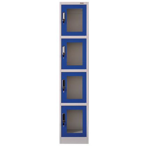 Cacifo com porta transparente e 4 compartimentos – Manutan Cacifo com porta transparente e 4 compartimentos – Manutan