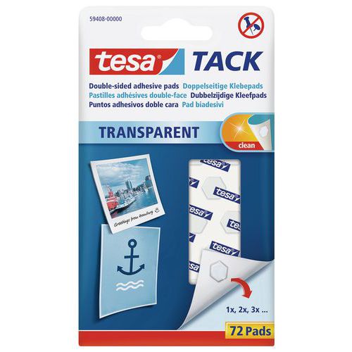 Pastilha adesiva transparente de dupla face Tesa® – estojo de 72 Pastilha adesiva transparente de dupla face Tesa® – estojo de 72
