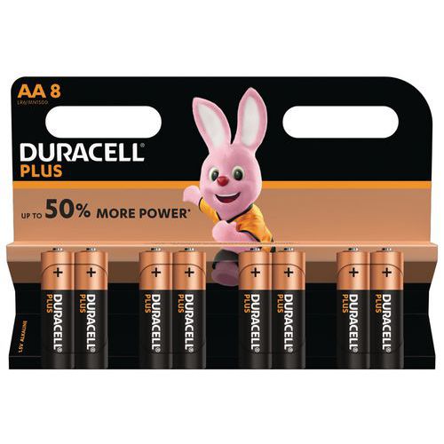 Pilhas alcalinas Duracell Plus Power AA LR6 -– conjunto de 8 Pilhas alcalinas Duracell Plus Power AA LR6 -– conjunto de 8