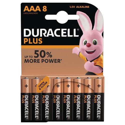 Pilhas alcalinas Duracell Plus Power AAA LR3 – conjunto de 8 Pilhas alcalinas Duracell Plus Power AAA LR3 – conjunto de 8