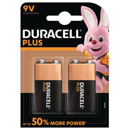 Pilha alcalina Duracell Plus Power 6LR61 de 9 V – conjunto de 2 Pilha alcalina Duracell Plus Power 6LR61 de 9 V – conjunto de 2