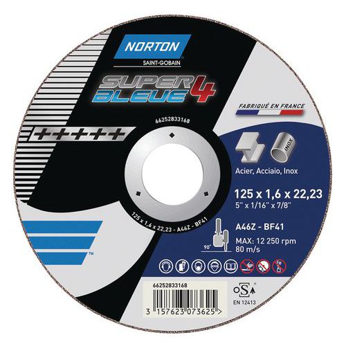 Disco de corte plano Norton SUPER BLEUE 4-METAL Disco de corte plano Norton SUPER BLEUE 4-METAL