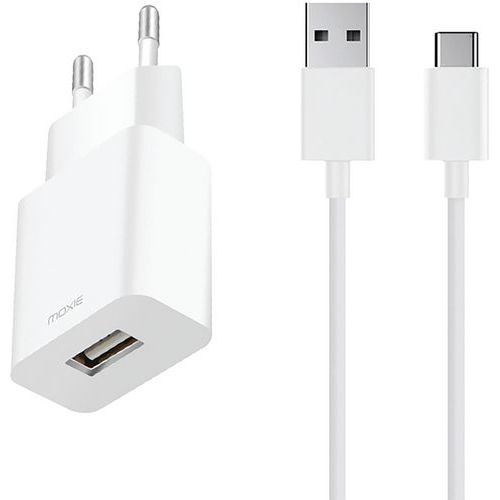 Carregador de rede elétrica USB + cabo de carregamento rápido Tipo-C de 1 m – Moxie Carregador de rede elétrica USB + cabo de carregamento rápido Tipo-C de 1 m – Moxie