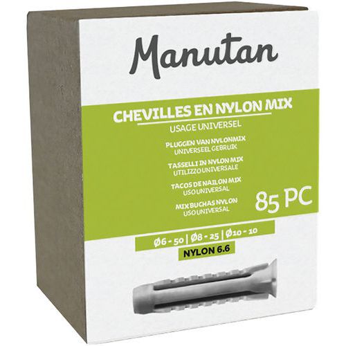 Cavilhas em nylon Mix de 85 peças – Manutan Cavilhas em nylon Mix de 85 peças – Manutan