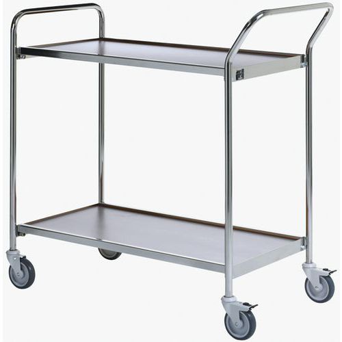 Carro móvel cromado – 2 plataformas – capacidade de 150 kg Carro móvel cromado – 2 plataformas – capacidade de 150 kg