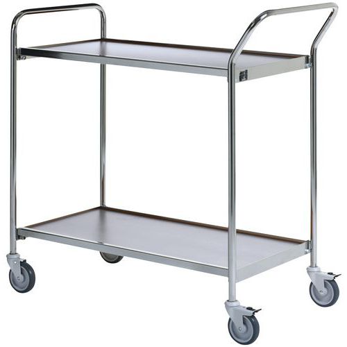 Carro móvel cromado – 2 plataformas – capacidade de 150 kg Carro móvel cromado – 2 plataformas – capacidade de 150 kg