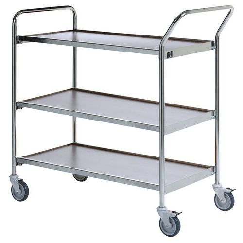 Carro móvel cromado – 3 plataformas – capacidade de 150 kg Carro móvel cromado – 3 plataformas – capacidade de 150 kg