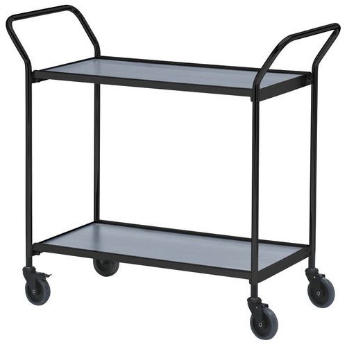 Carro móvel com acabamento preto e 2 pegas – 2 plataformas – capacidade de 150 kg Carro móvel com acabamento preto e 2 pegas – 2 plataformas – capacidade de 150 kg