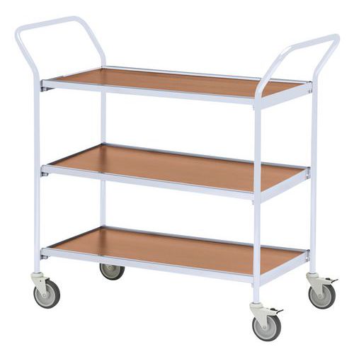 Carro móvel com acabamento cinzento – 3 plataformas – capacidade de 150 kg Carro móvel com acabamento cinzento – 3 plataformas – capacidade de 150 kg