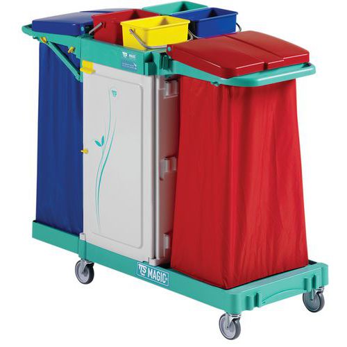 Carro Magic Line 390 com gaveta e 2 suportes para saco de 120 L – TTS Carro Magic Line 390 com gaveta e 2 suportes para saco de 120 L – TTS