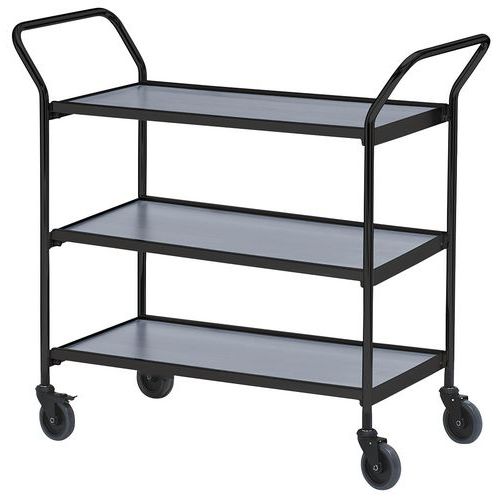 Carro móvel com acabamento preto – 3 plataformas – capacidade de 150 kg Carro móvel com acabamento preto – 3 plataformas – capacidade de 150 kg