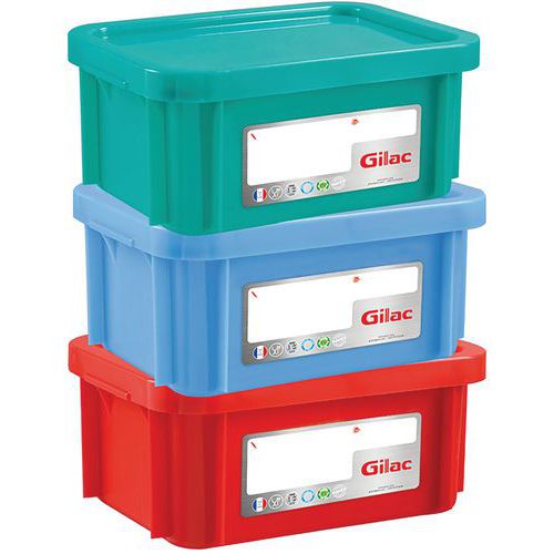 Caixa empilhável com tampa – 395 mm de comprimento – 12 a 15 L – Gilac Caixa empilhável com tampa – 395 mm de comprimento – 12 a 15 L – Gilac