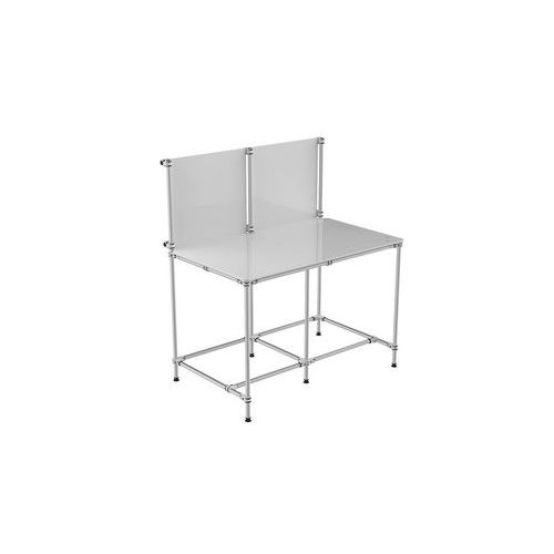 Posto de trabalho fixo com 1 prateleira com painel de informação – Trilogiq Posto de trabalho fixo com 1 prateleira com painel de informação – Trilogiq