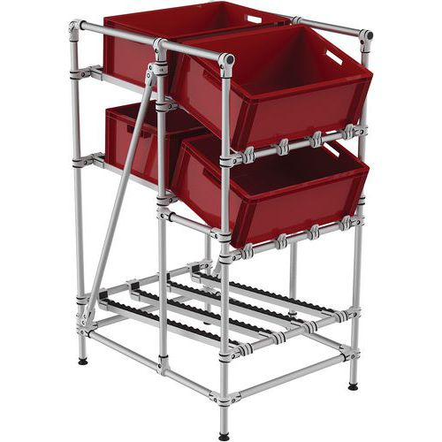 Mini-rack de recolha com roletes – frontal e com inclinação – Trilogiq Mini-rack de recolha com roletes – frontal e com inclinação – Trilogiq