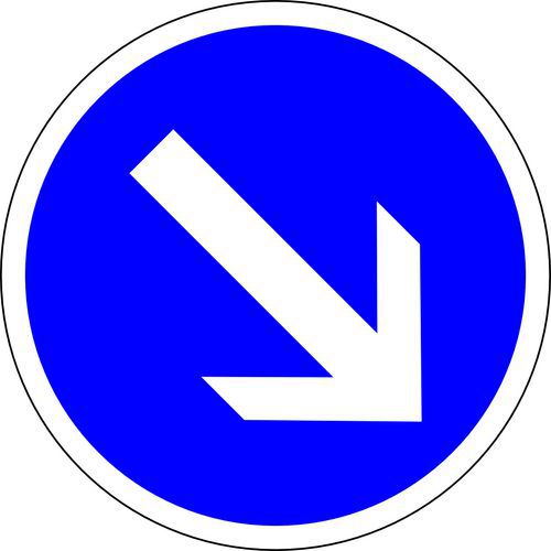 Painel de sinalização B21A1 – Contornar pela direita – Kelias Painel de sinalização B21A1 – Contornar pela direita – Kelias
